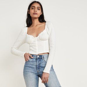 NWOT Free People White Ladybug Long Sleeve Top XS